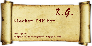 Klecker Gábor névjegykártya